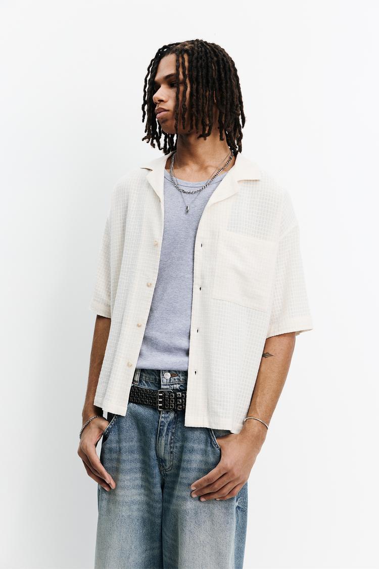 

Рубашка в деревенскую клетку Pull And Bear, белый