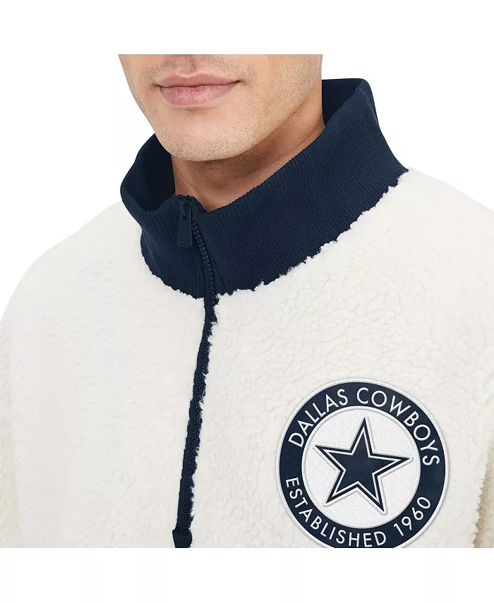 Мужская белая толстовка с начесом Dallas Cowboys Jordan на четверть молнии Tommy Hilfiger — фото 2