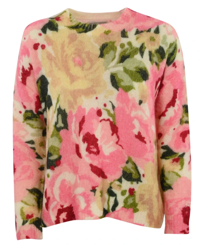 

Розовый шерстяной свитер с ребристой отделкой Mc2 Saint Barth, мультиколор