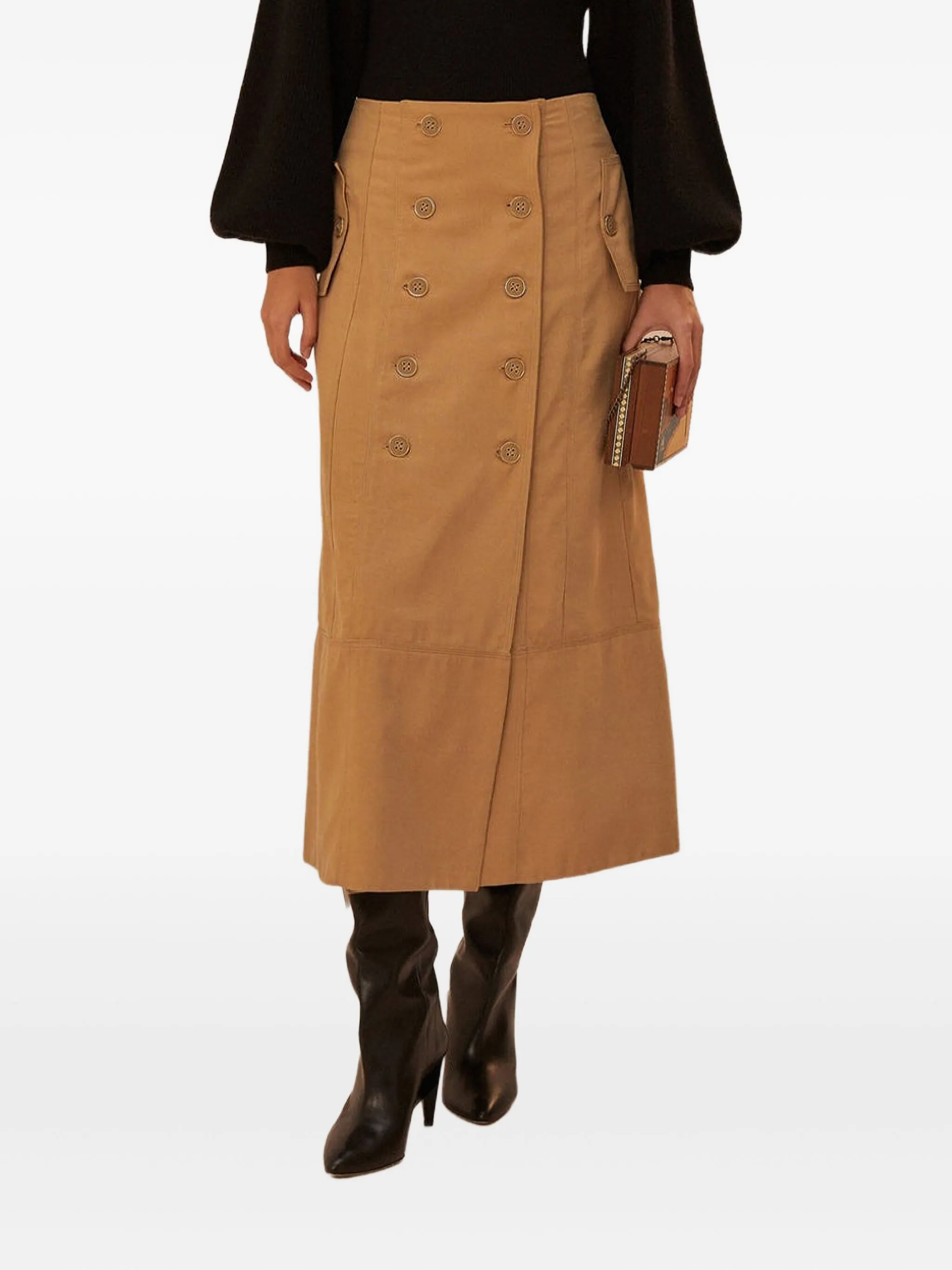 

Двубортная юбка Farm Rio, коричневый