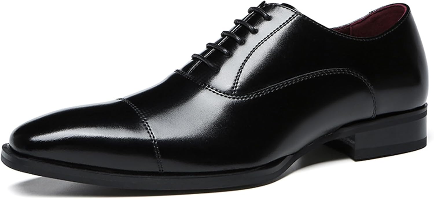 

Мужские классические туфли-оксфорды на шнурках из натуральной кожи с утолщенной подошвой и заостренным носком, дерби, подходят для делового офиса, свадеб и посещения церкви Negyanme, черный