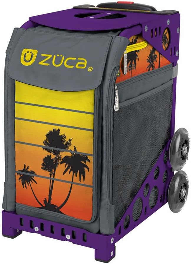 

Спортивная сумка Zuca Palm Island Tropical Sunset с фиолетовой рамой и мигающими колесами