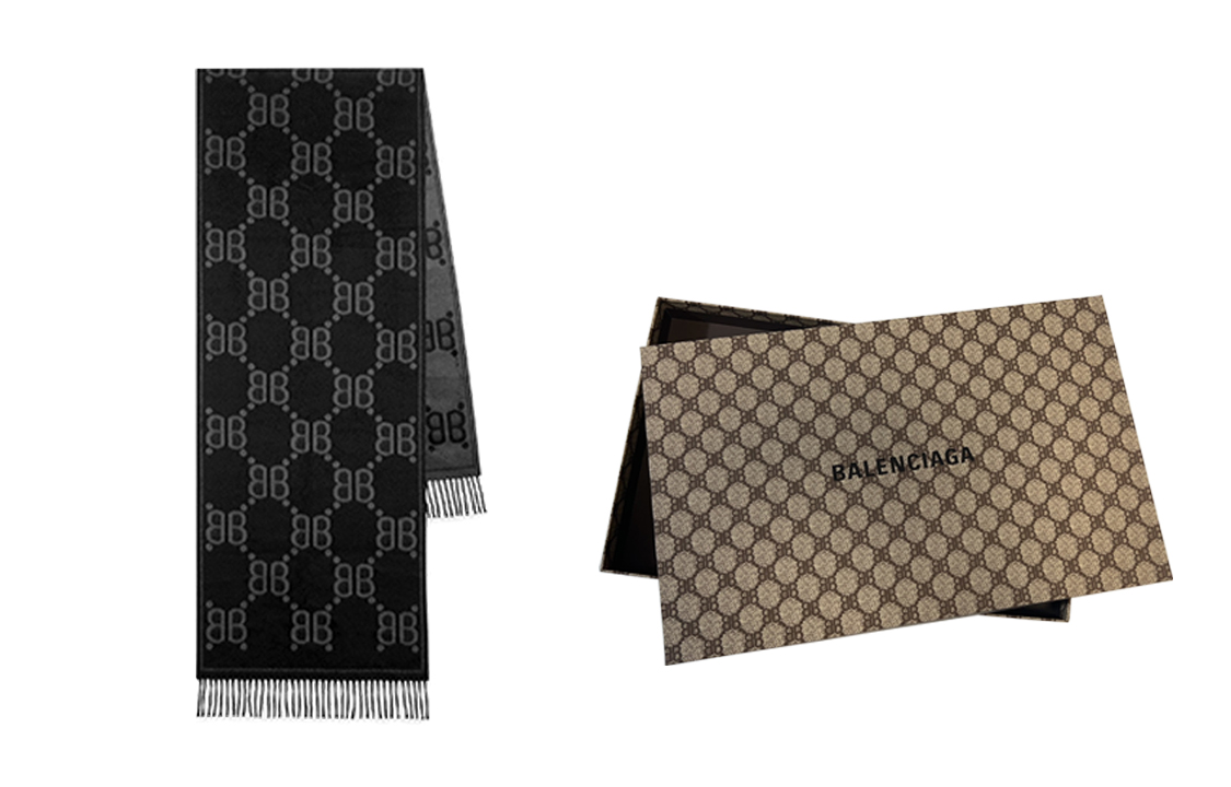 

GUCCI X The Hacker Project Футболка с логотипом Balenciaga, черный/темно-серый (в коробке)