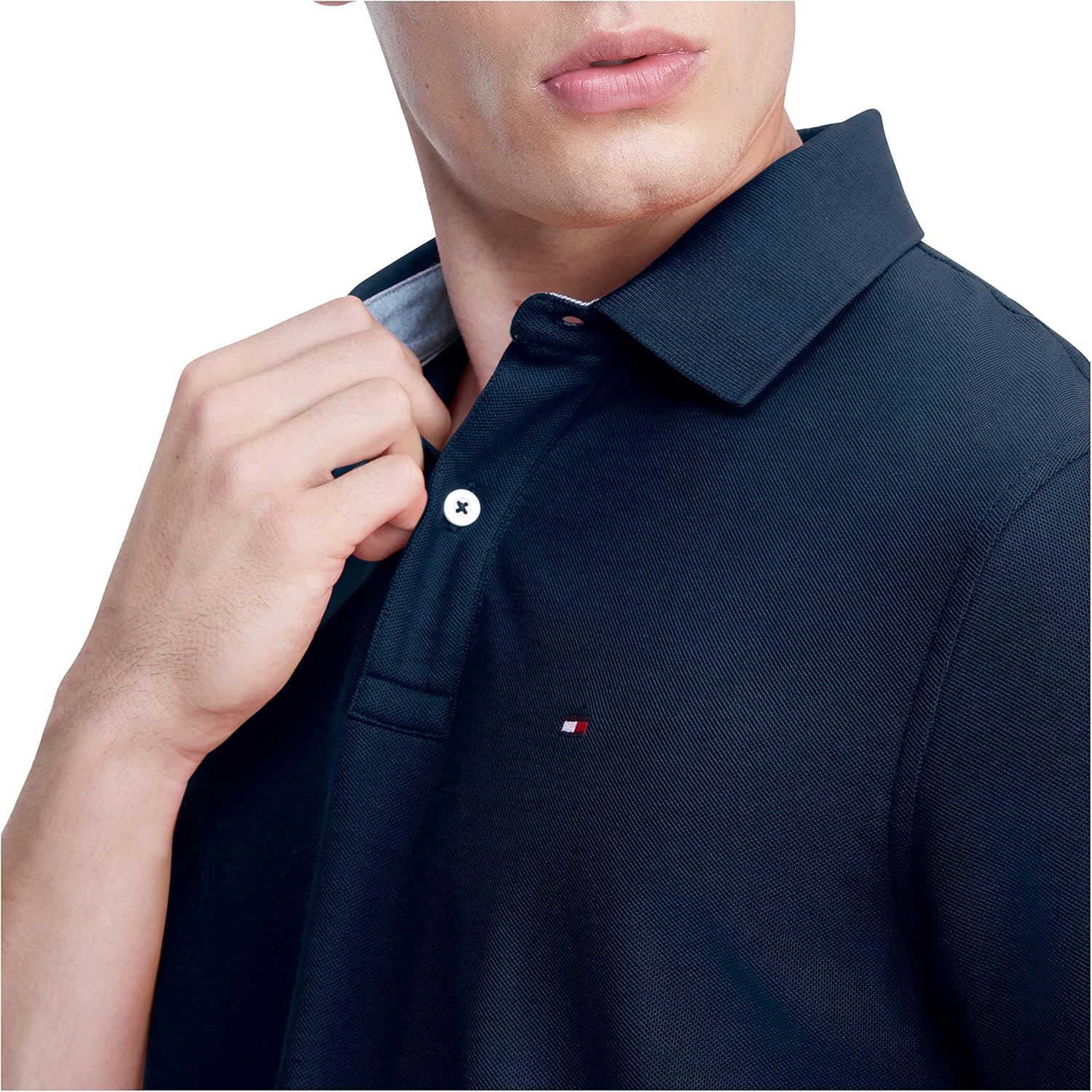 Мужская рубашка-поло Tommy Hilfiger с короткими рукавами, влагоотводящая, эластичная, быстросохнущая, с защитой от ультрафиолета, Desert Sky — фото 3