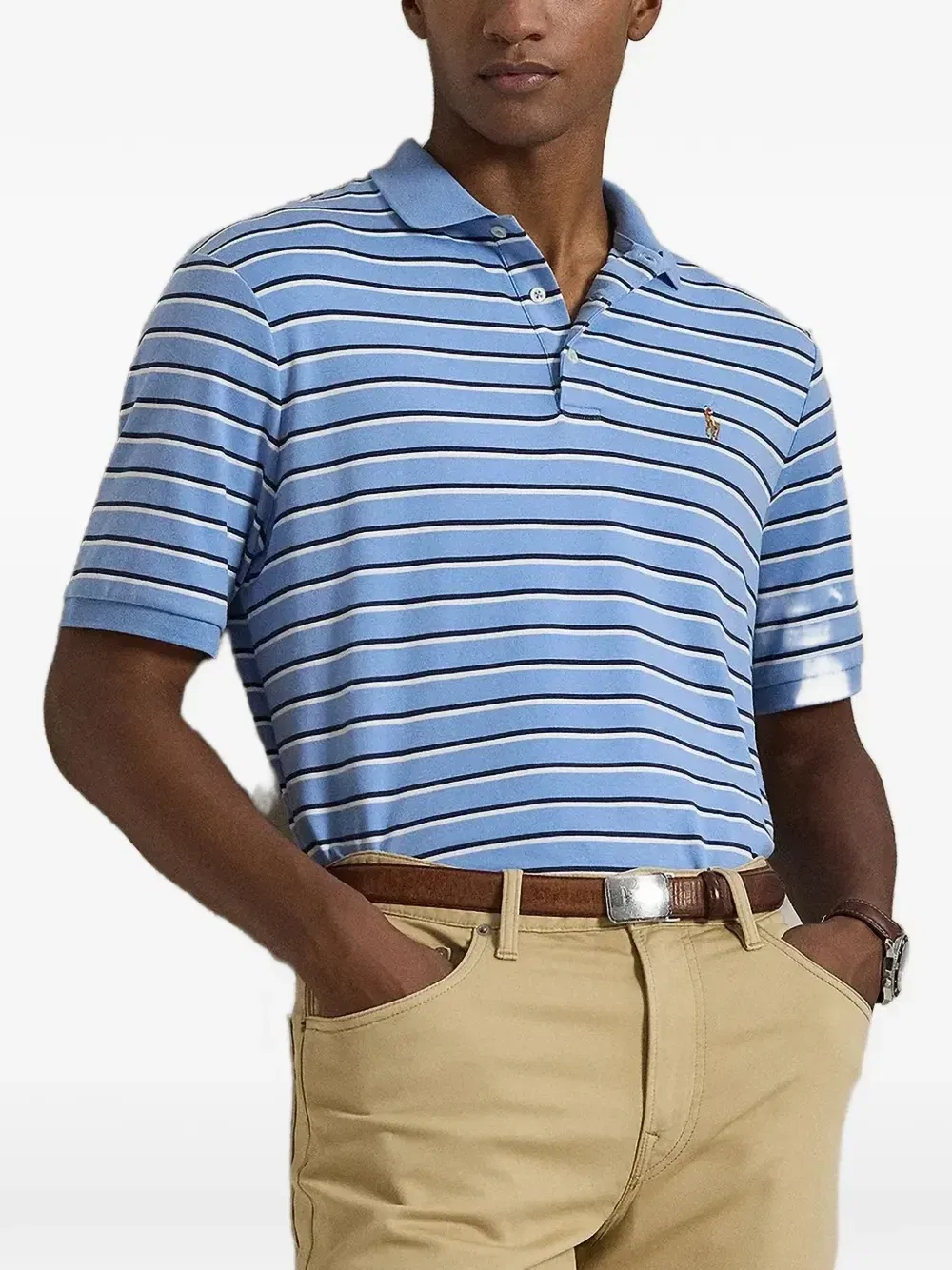 Полосатая рубашка поло с логотипом POLO RALPH LAUREN, синий
