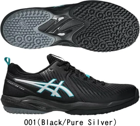 Теннисные кроссовки «Prestige Neo OC Wide» от ASICS, 001 (Black/Pure Silver) — фото 2