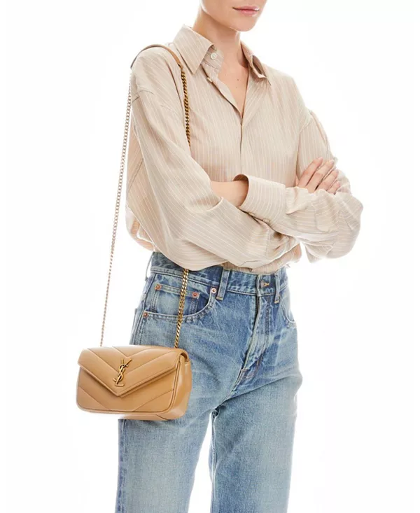 Мини-Сумочка Loulou из овечьей кожи Saint Laurent, коричневый — фото 3