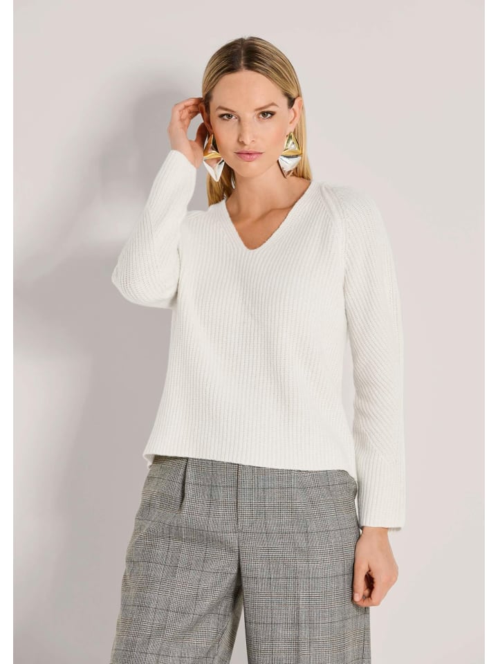 

MADELEINE Повседневный шерстяной свитер с V-образным вырезом, кремового цвета