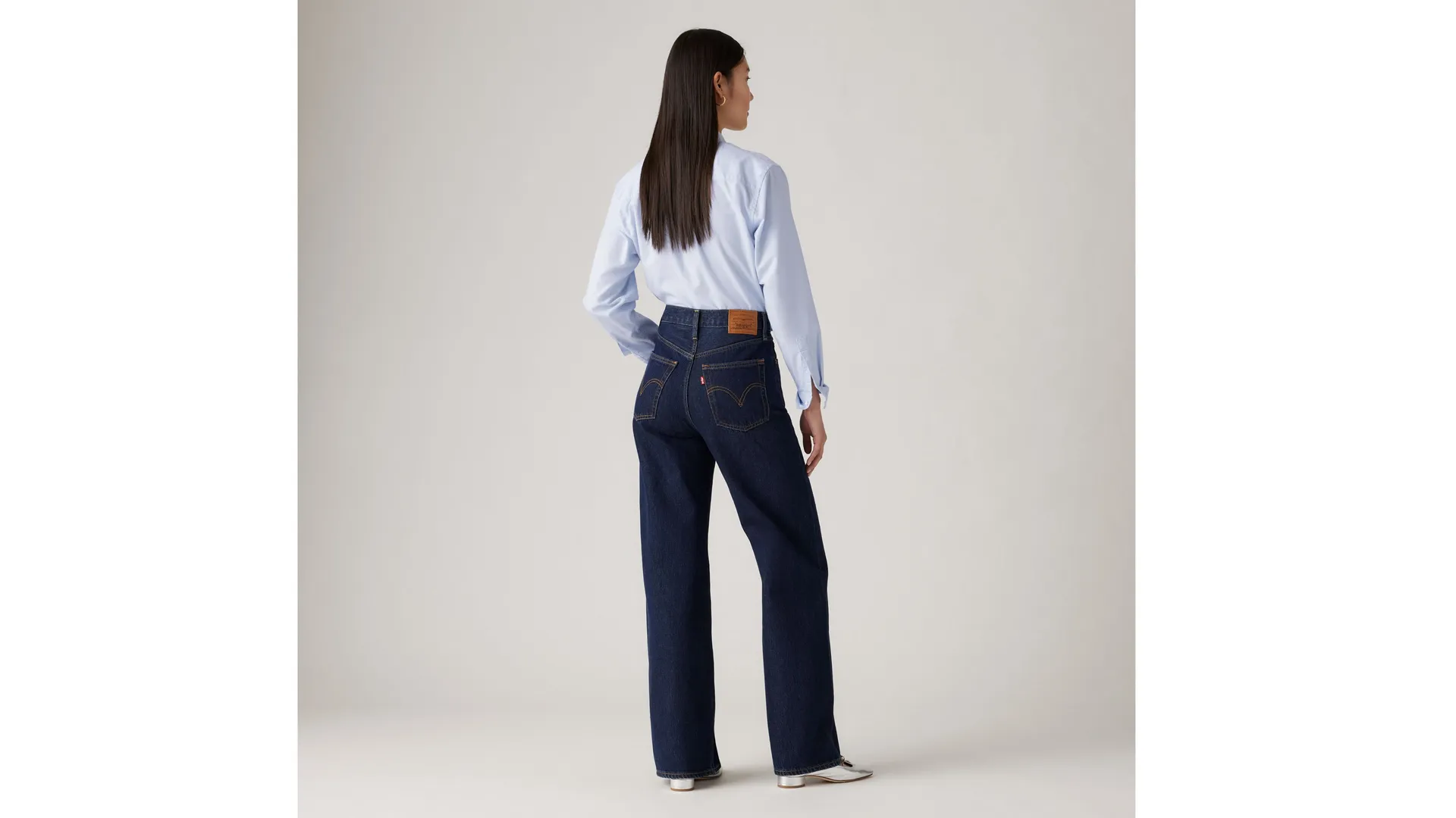 Женские джинсы Levi's Ribcage Wide Leg, темно-синий — фото 3
