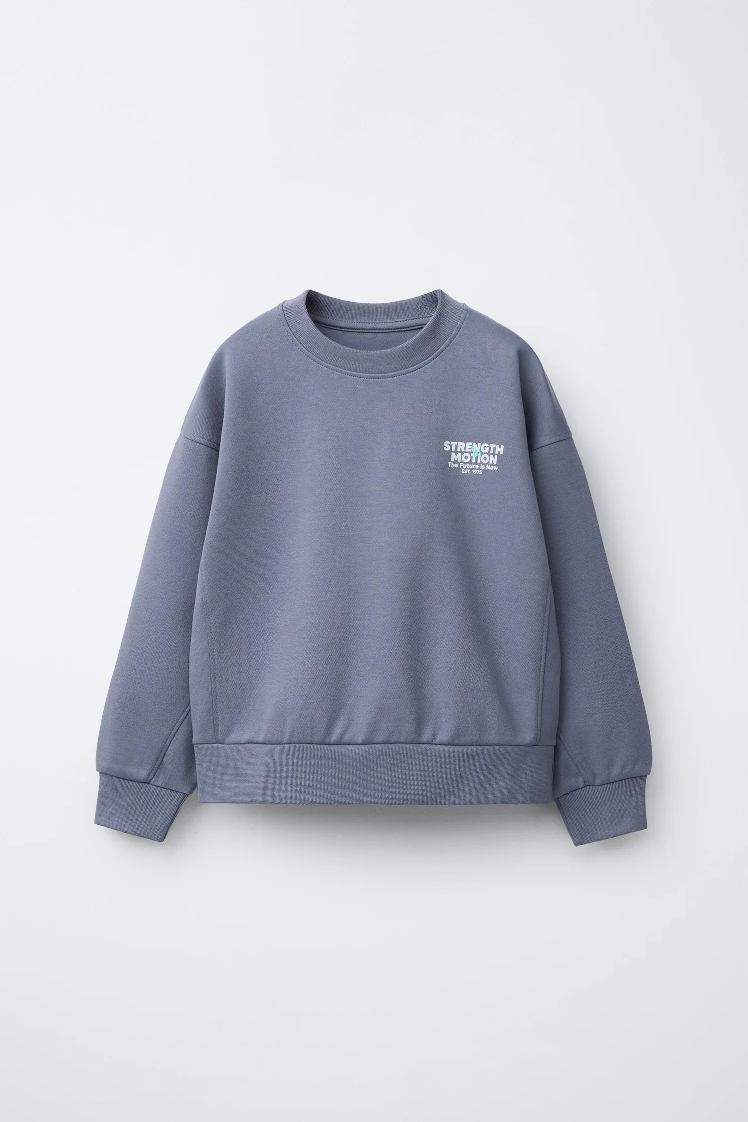 Комплект из толстовки и спортивных штанов с текстовым принтом Zara, синий — фото 2