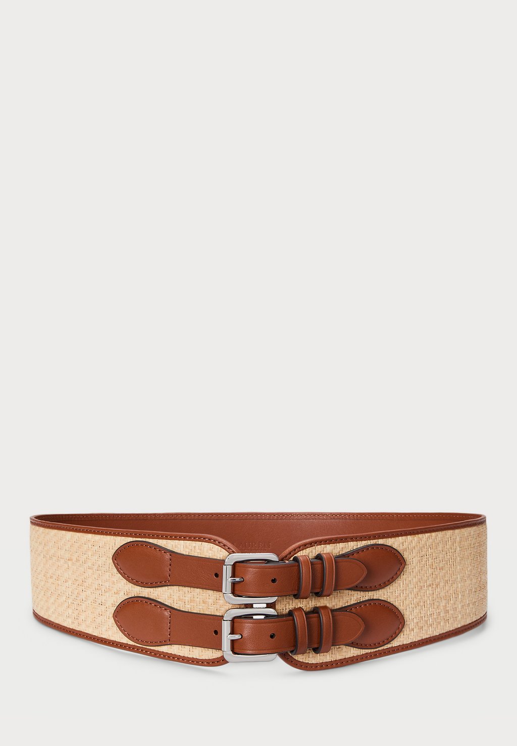 

Пояс RAFFIA & LEATHER DOUBLE BUCKLE WIDE BELT Lauren Ralph Lauren, коричневый
