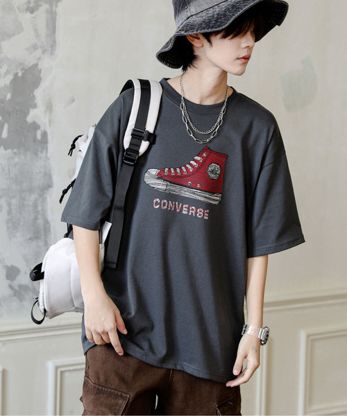 

Футболка свободного кроя с вышитым логотипом на спине CONVERSE, черный