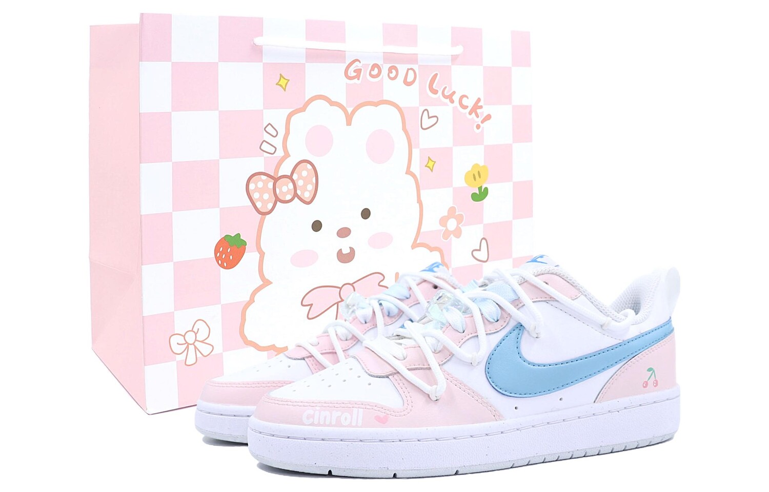 

Скейтбордические кеды женские низкие розовый/синий Nike