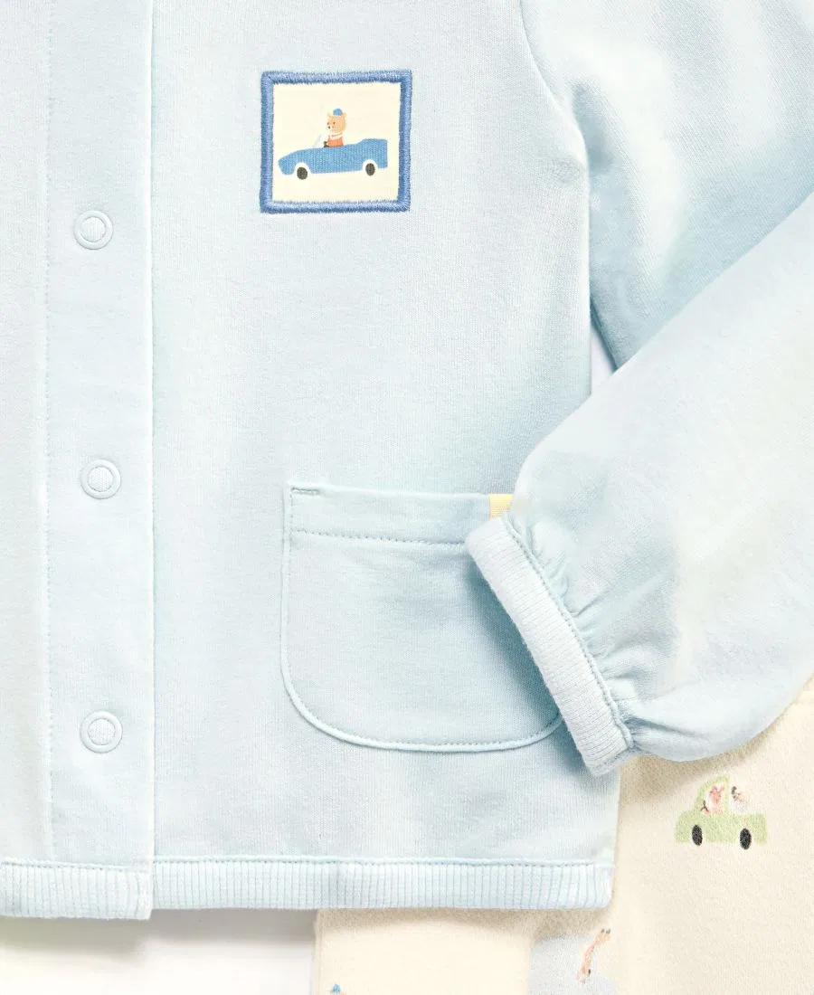 Комплект для малыша Everyday Baby Essentials: кардиган, боди и штанишки с принтом в виде машинок First Impressions, синий — фото 3