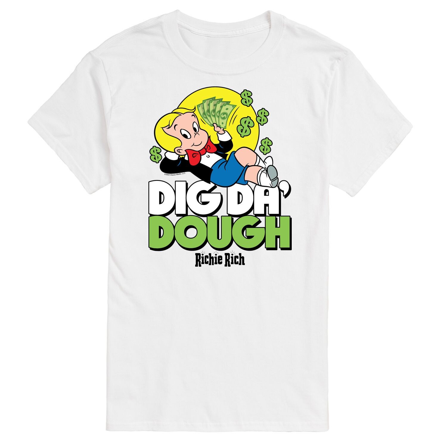 

Мужская футболка с рисунком Richie Rich Dig Da' Dough Licensed Character