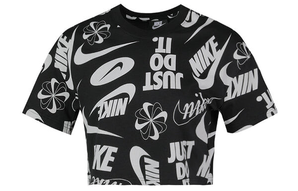 Футболка просто сделай это полный принт логотипа короткий рукав Nike, черный — фото 2