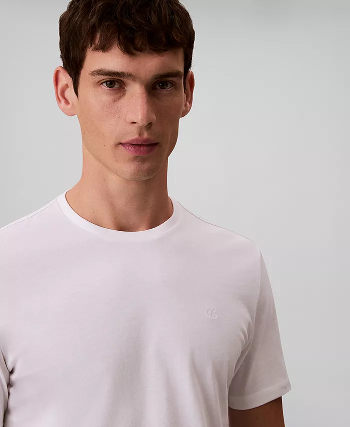 Мужская однотонная футболка с круглым вырезом Calvin Klein, белый — фото 3