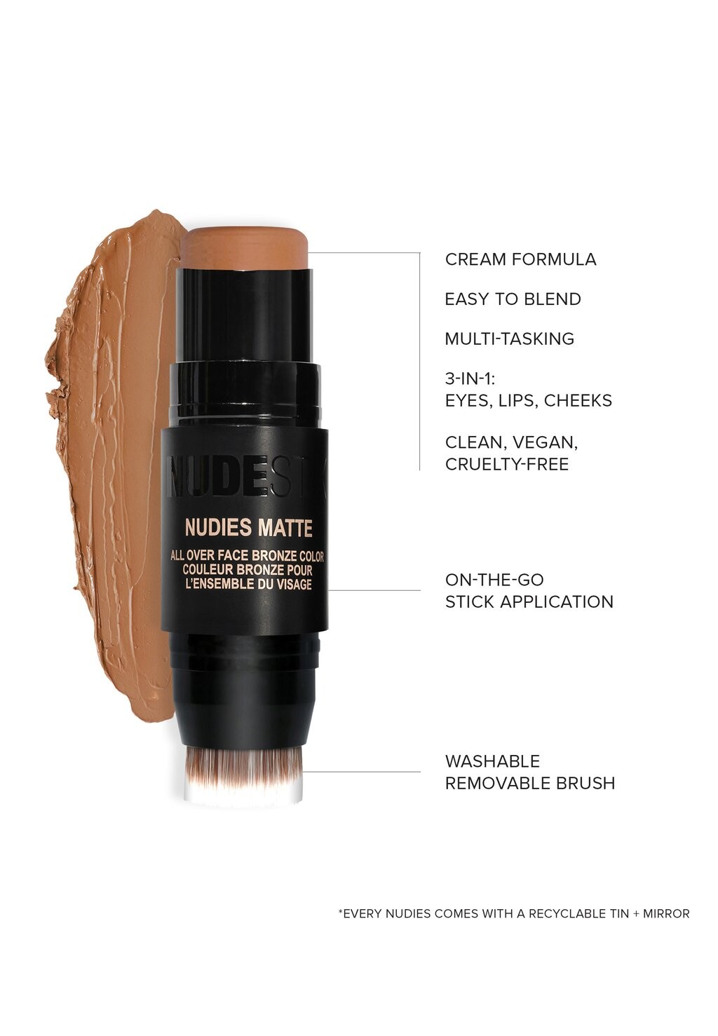 

Румяна NUDIES ALL OVER FACE MATTE BLUSH NUDESTIX, бежевый