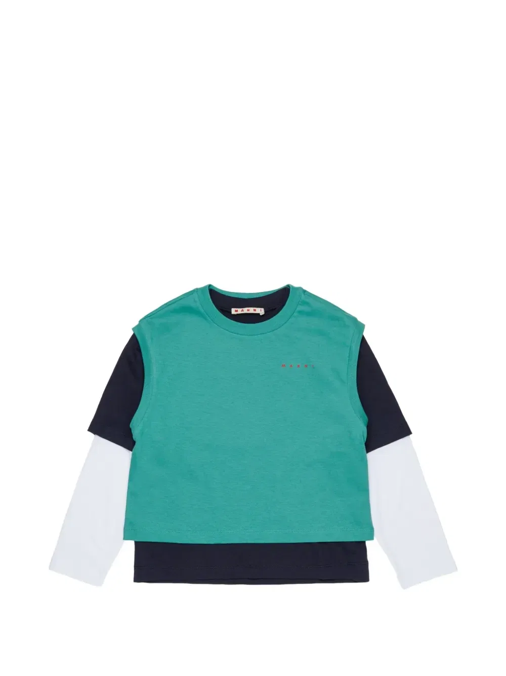 Двухслойная футболка с логотипом Marni Kids, зеленый