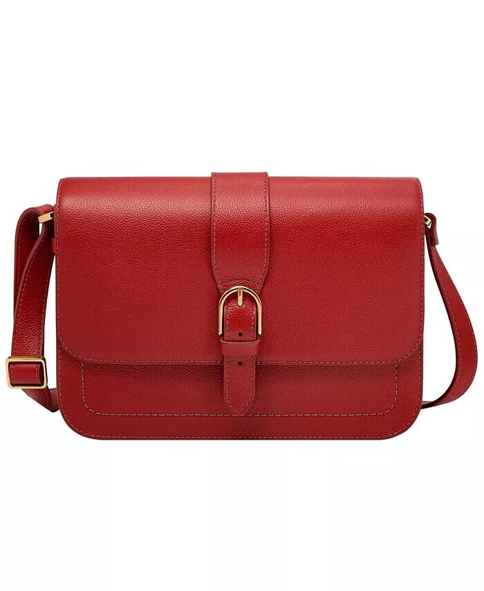 

Кожаная сумка Zoey Medium Crossbody Fossil, красный