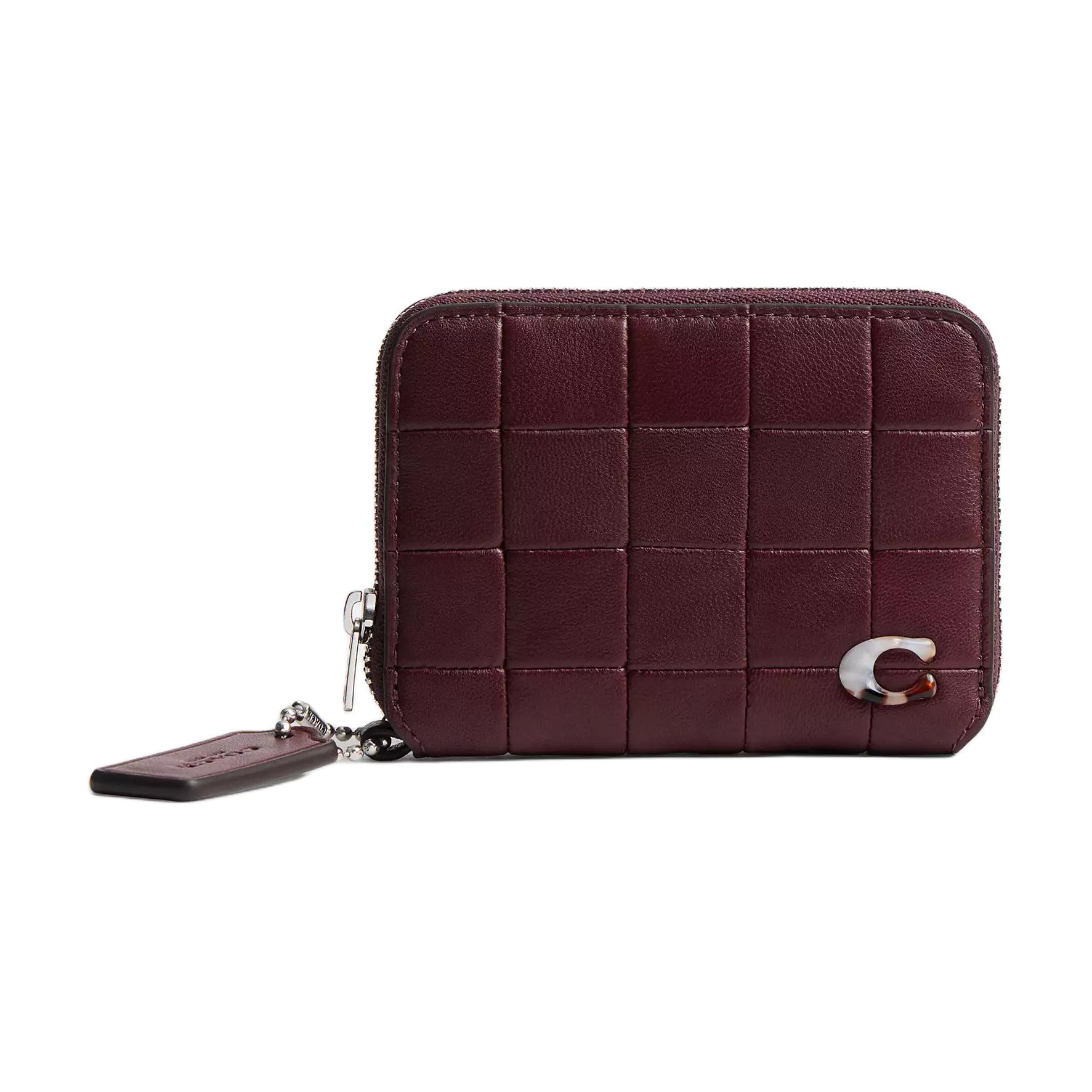 

COACH Миниатюрный кожаный кошелек на молнии, Merlot