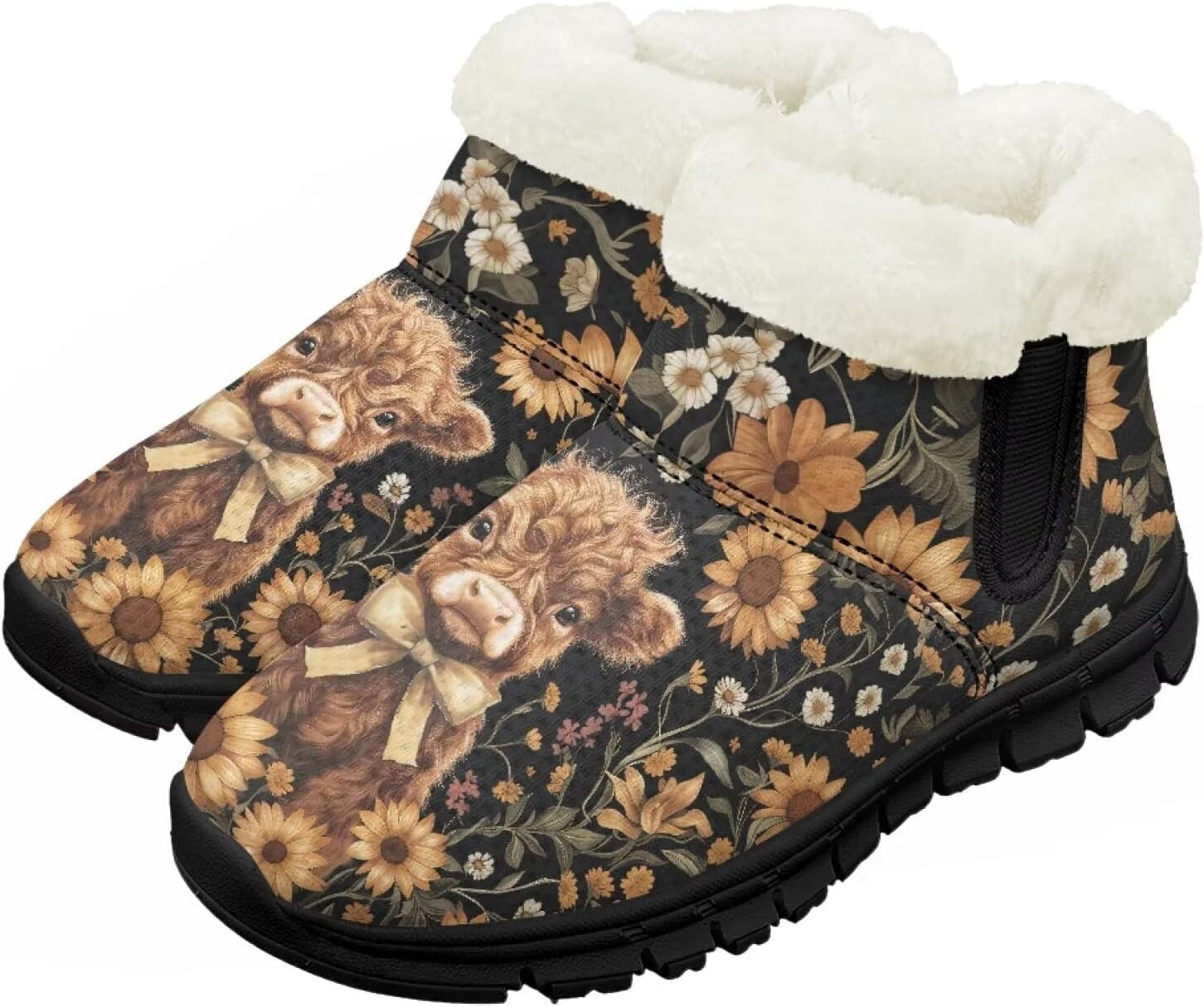 

Зимние сапожки для малышей, теплые снежные ботинки, уютные пушистые детские ботильоны, уличная модная обувь для мальчиков и девочек Chririnla, Sunflower Highland Cow