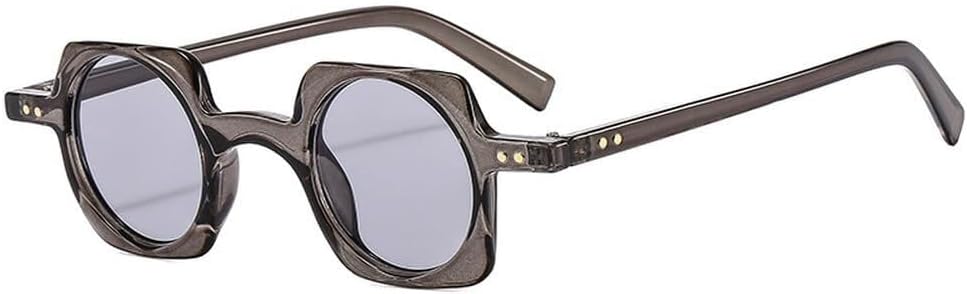 

Ретро маленькие квадратные солнцезащитные очки для женщин, модные, с прозрачными круглыми линзами, как у океанских звезд, для мужчин, панк, с заклепками, солнцезащитные очки UV400 LXLHWN, Gray Light Gray