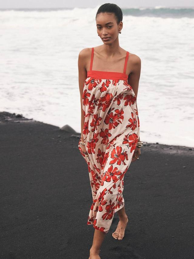 

Хлопковое платье макси с цветочным принтом Mint Velvet