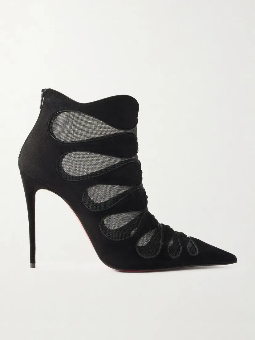 Circus Max 100 сетчатые и замшевые ботильоны Christian Louboutin, черный
