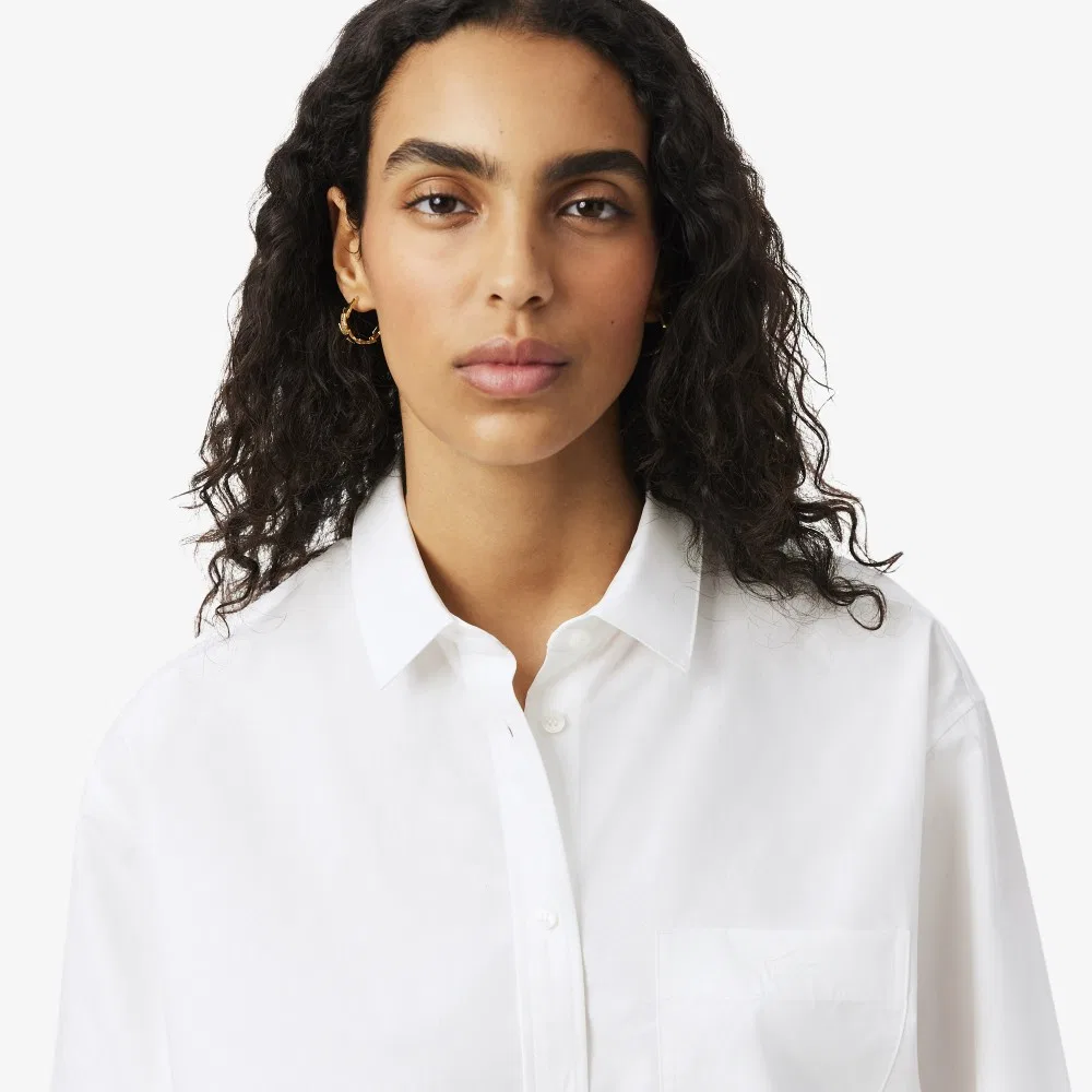 Рубашка Lacoste Классическая Поплиновая Оверсайз, Белая — фото 2