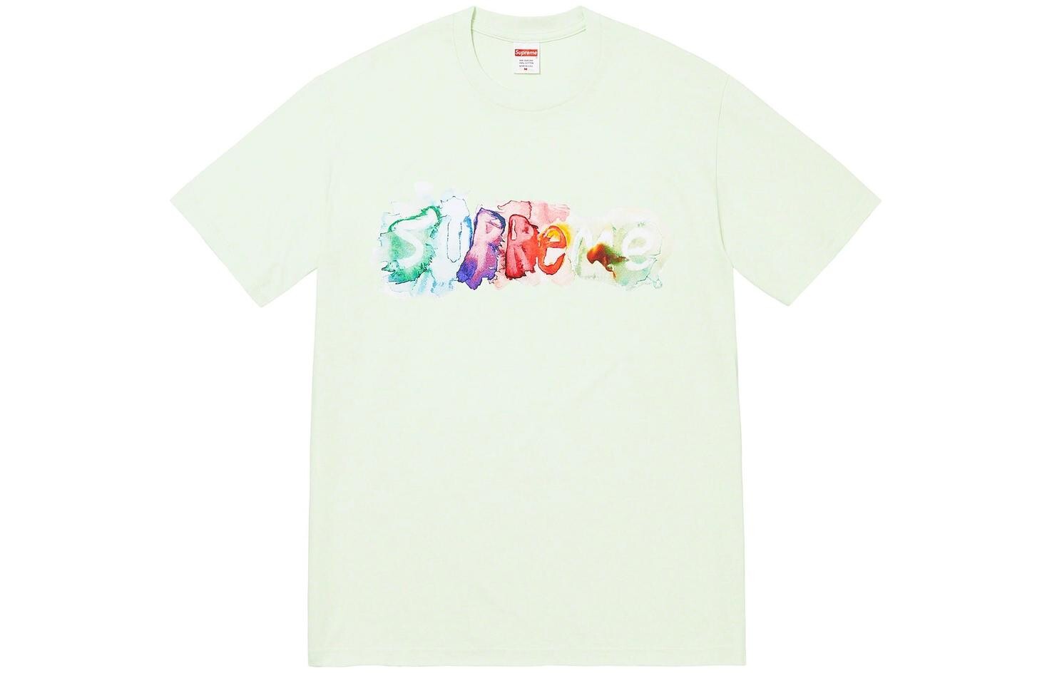 Футболка с акварелью белая Supreme, оливковый — фото 3