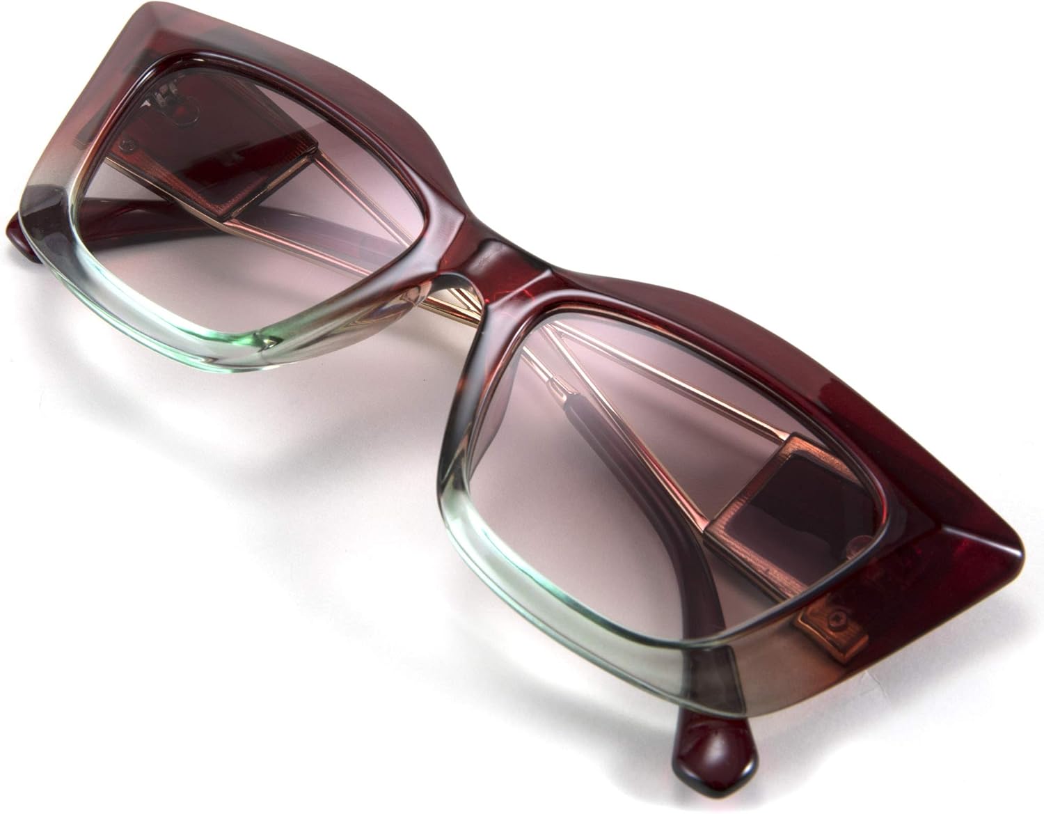 

Солнцезащитные очки FEISEDY Retro Thick Square Cateye Sunglasses Women Men ARIZONA DREAM Metal Duel B2710 в стиле ретро с толстыми квадратными дужками, для женщин и мужчин, 006 Gradual Red Brown Frame Gradient Brown Lens