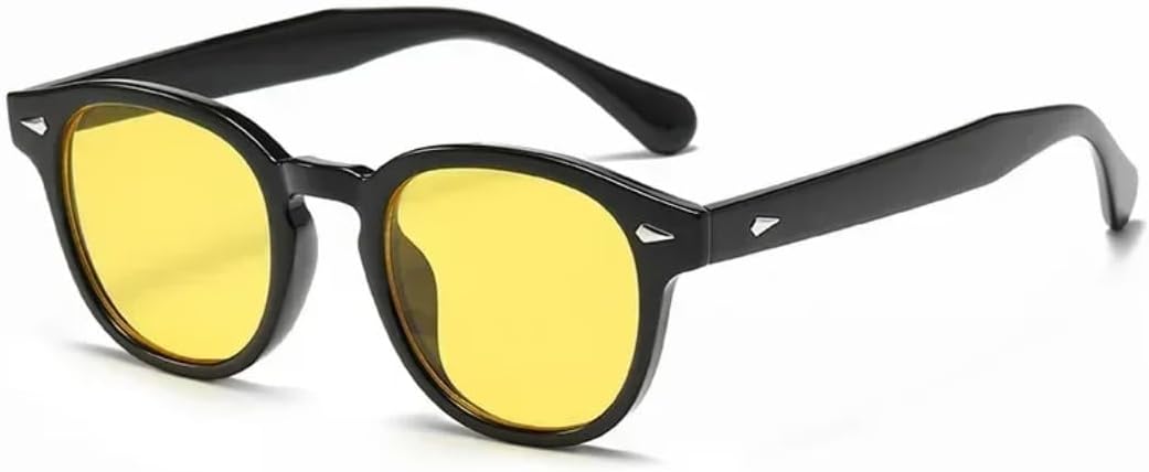 

Солнцезащитные очки с защитой UV400 | Круглые заклепки, панк-леопардовый принт | для женщин и мужчин, для занятий спортом на открытом воздухе и вождения DSVIGF, Black Yellow