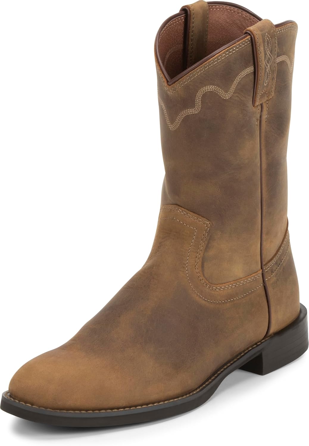 

Мужские вестерн-бутсы Justin Jeb 10 Roper, премиальная кожа, классический стиль, прочная конструкция, удобная посадка, Tan Apache