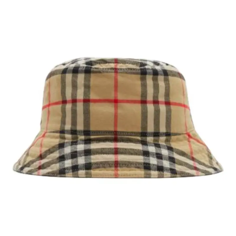 

Burberry Винтажная клетчатая хлопковая шляпа-ведро, Beige