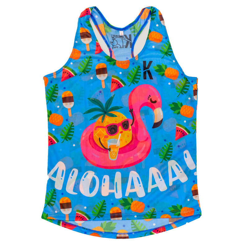 

ЖЕНСКАЯ ФУТБОЛКА ДЛЯ БЕГА #PINEAPPLE - синяя майка Kamuabu