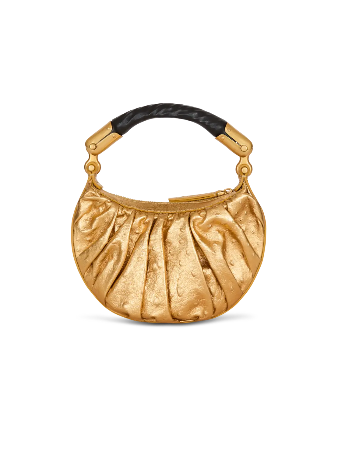 Мини-сумка Ebene из ламинированной кожи Balmain, золото — фото 4