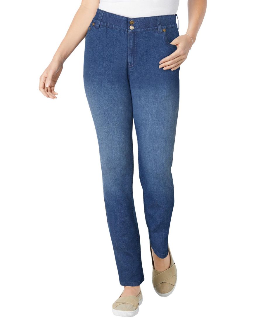 

Джинсы прямого кроя из эластичного денима для высоких и полных женщин Woman Within, Midnight sanded