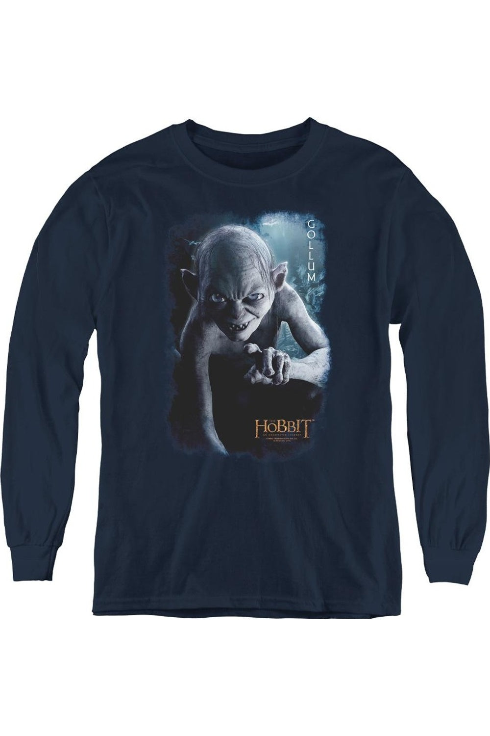 

Футболка с длинным рукавом для подростков "The Hobbit" с принтом Голлума Gildan, темно-синий