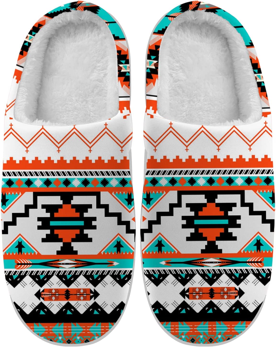 

Тапочки Ciadoon Aztec для женщин и мужчин, домашние тапочки, слипоны, с эффектом памяти, пушистые тапочки, зимние сандалии, обувь, подарки, синий/оранжевый