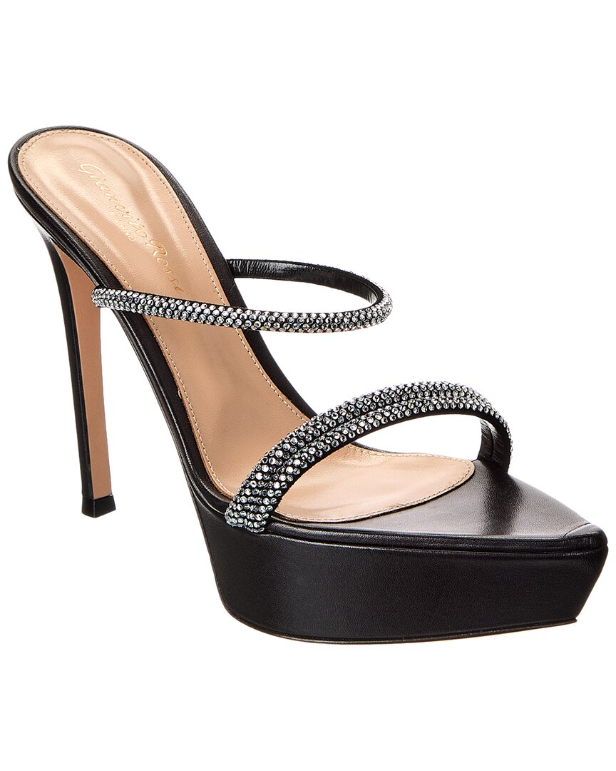Gianvito Rossi Cannes 85 Leather Platform Sandal, черный
