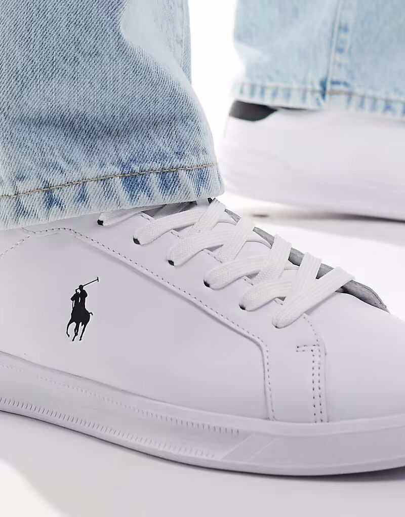 Кроссовки Heritage Court из натуральной кожи с логотипом Icon белого цвета Polo Ralph Lauren — фото 4