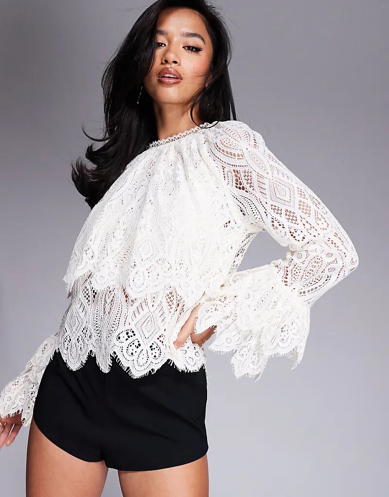 

Миниатюрная кружевная блузка кремового цвета River Island
