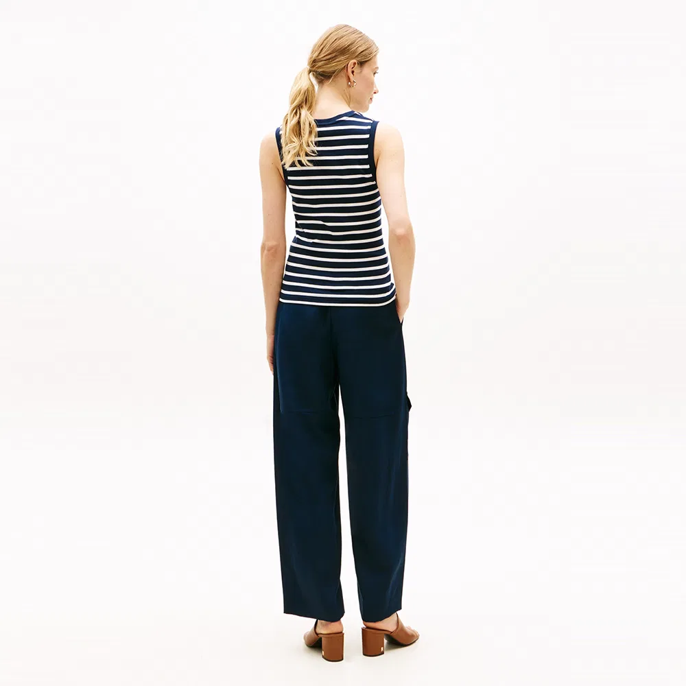 Женский хлопковый топ в рубчик от Tommy Hilfiger Women, тёмно-синий — фото 3