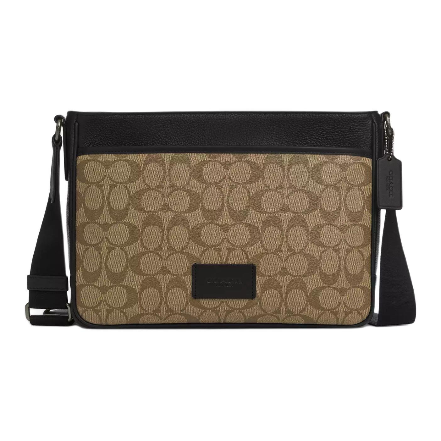 

COACH Сумка из кожи и холста, плечевая сумка, кросс-боди большая men's bronze & khaki & black