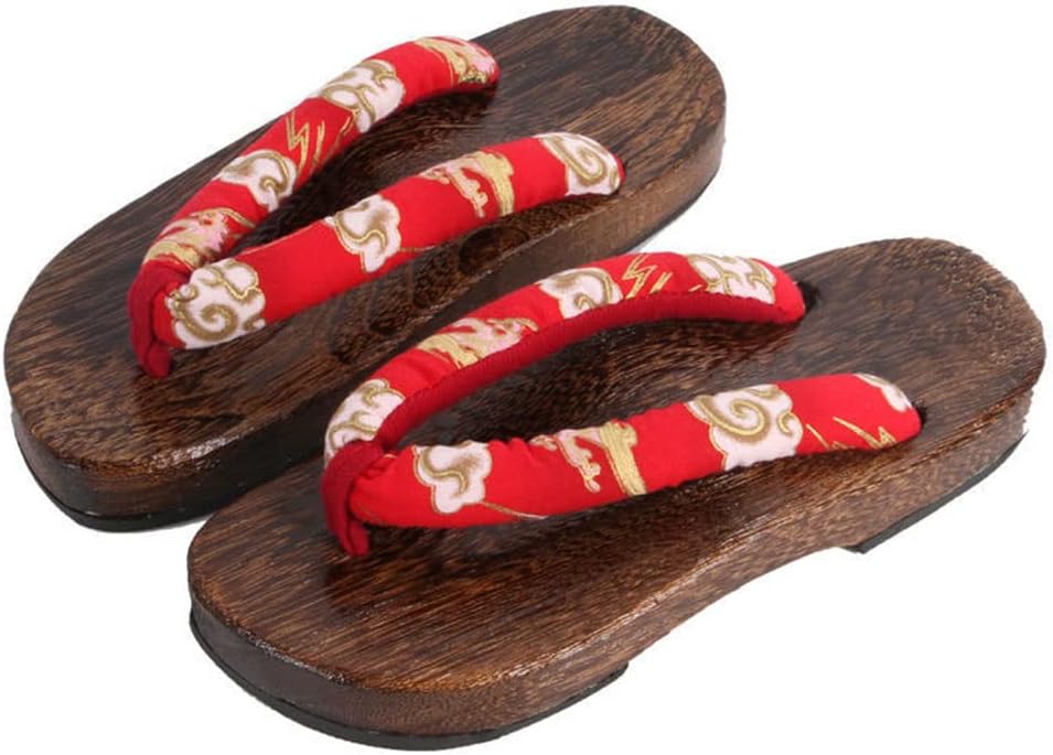 

Мужские и женские шлепанцы, японские традиционные сабо гета, сандалии с круглым носком, деревянная обувь, противоскользящие цветочные шлепанцы, деревянные шлепанцы (Размер: EU 40, Цвет: ЧерныйB) Yczhd