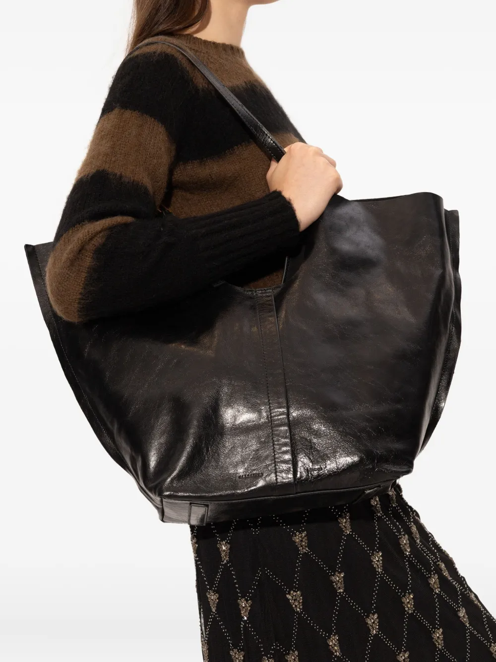 

Сумка-тоут из кожи Ara Allsaints, черный