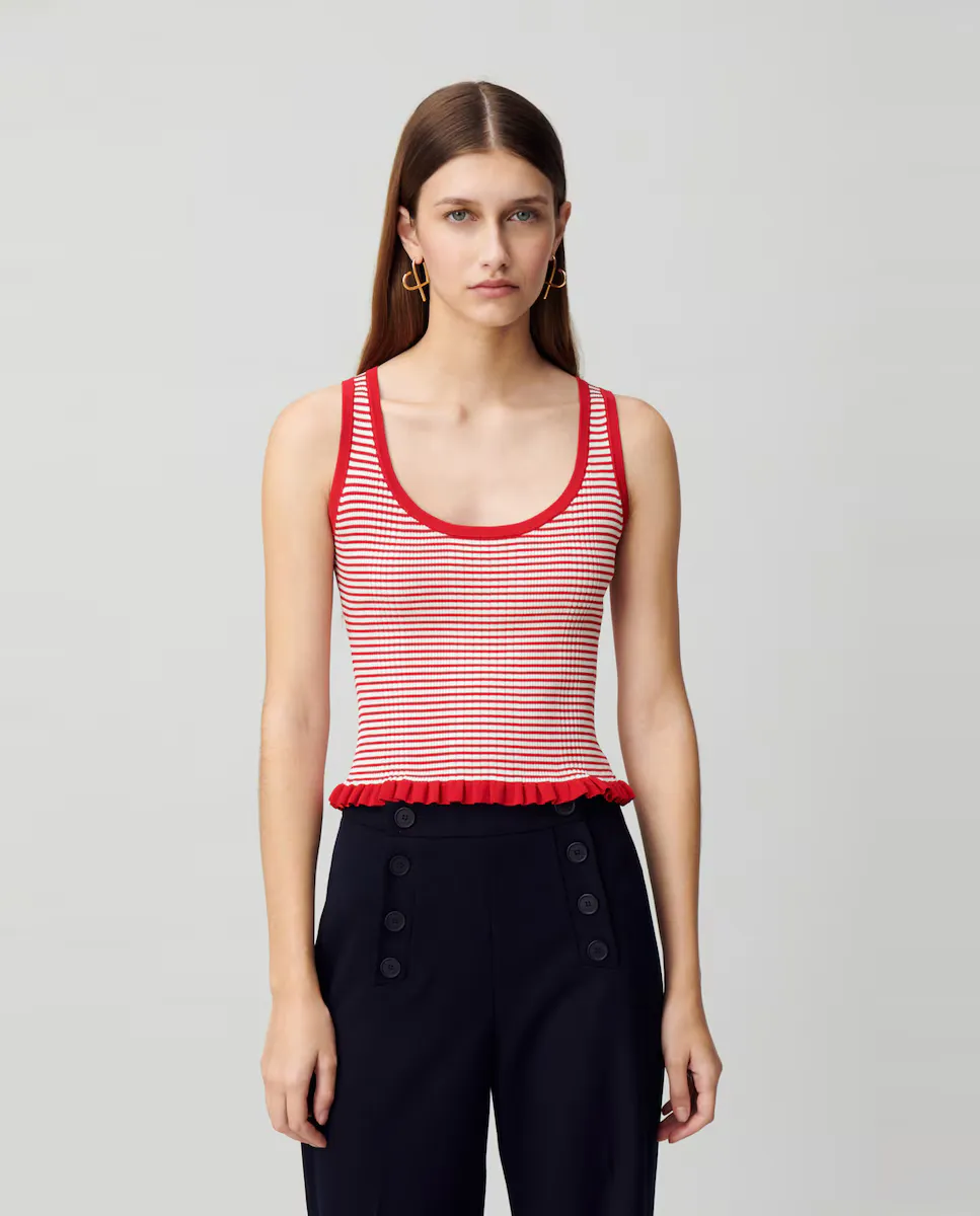 

Женский топ тонкой вязки в полоску Claudie Pierlot, красный