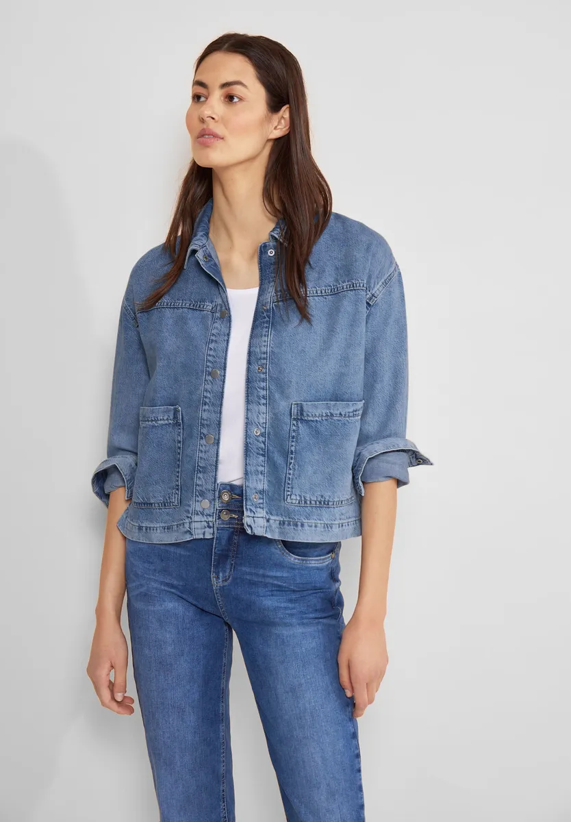 

Джинсовая куртка STREET ONE, без капюшона, из мягкого смесового материала, цвет Light Blue Authentic Wash
