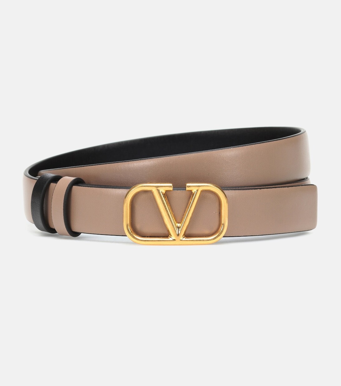 

Двусторонний кожаный ремень Valentino Garavani VLogo Valentino Garavani, бежевый